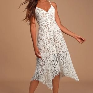 NWT Lulus One Wish White Lace Midi Dress
